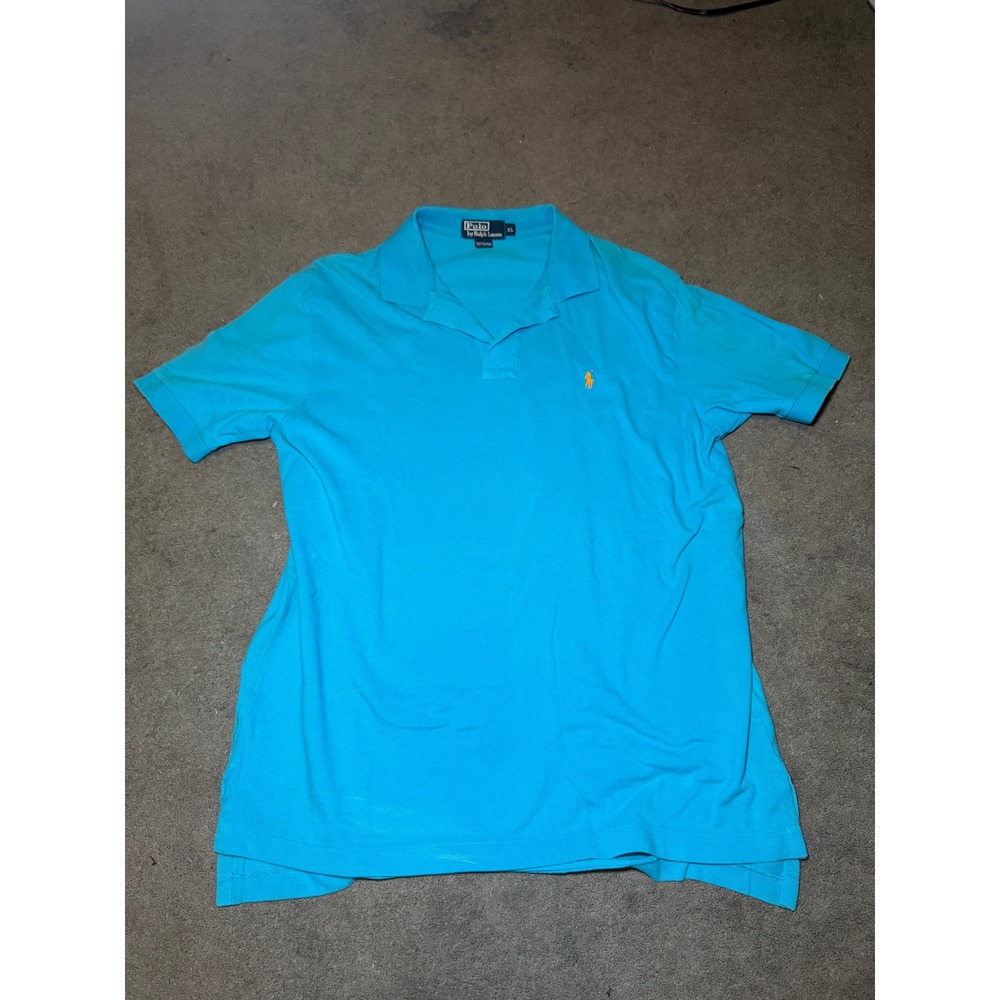 Polo Ralph Lauren Mens XL Turquoise Blue Cotton Pique Short Sleeve Polo Shirt